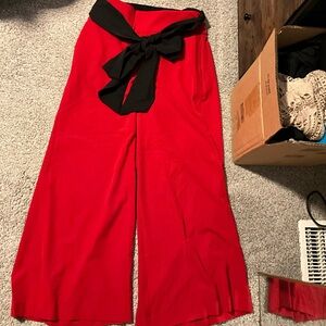 New York & Co wide leg red pants with bow new